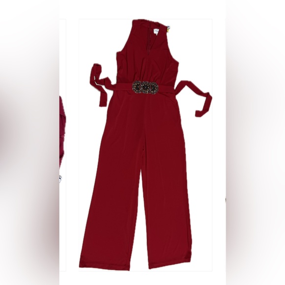 New with tags Beige by ECl Red Bedazzled Jumpsuit Size 8 - Picture 4 of 8